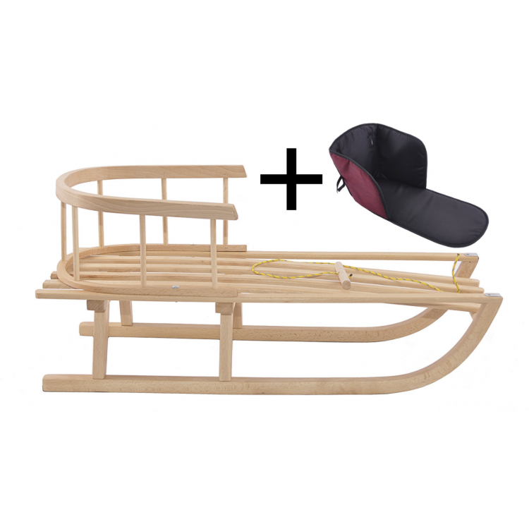 Drevené sane Kimet s operadlom + podsedák